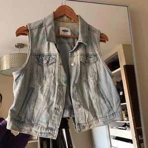 Old Navy Cropped Light Wash Denim Vest